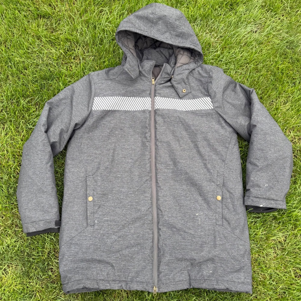 McDonalds Employee Uniform Winter Parka Jacket Gray Reflective Men L-R Hooded